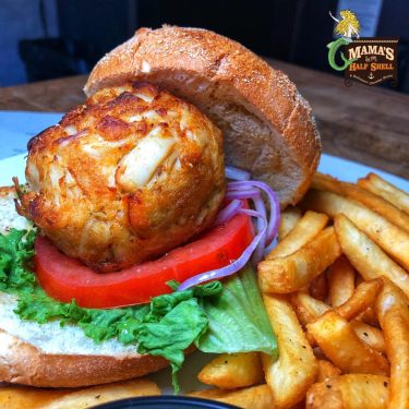 Crab Cake Burger at Mama's on the Half Shell